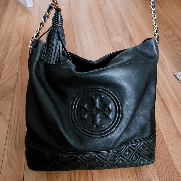 Tory Burch Fleming Hobo Bag Black Leather - Picture 15 of 15